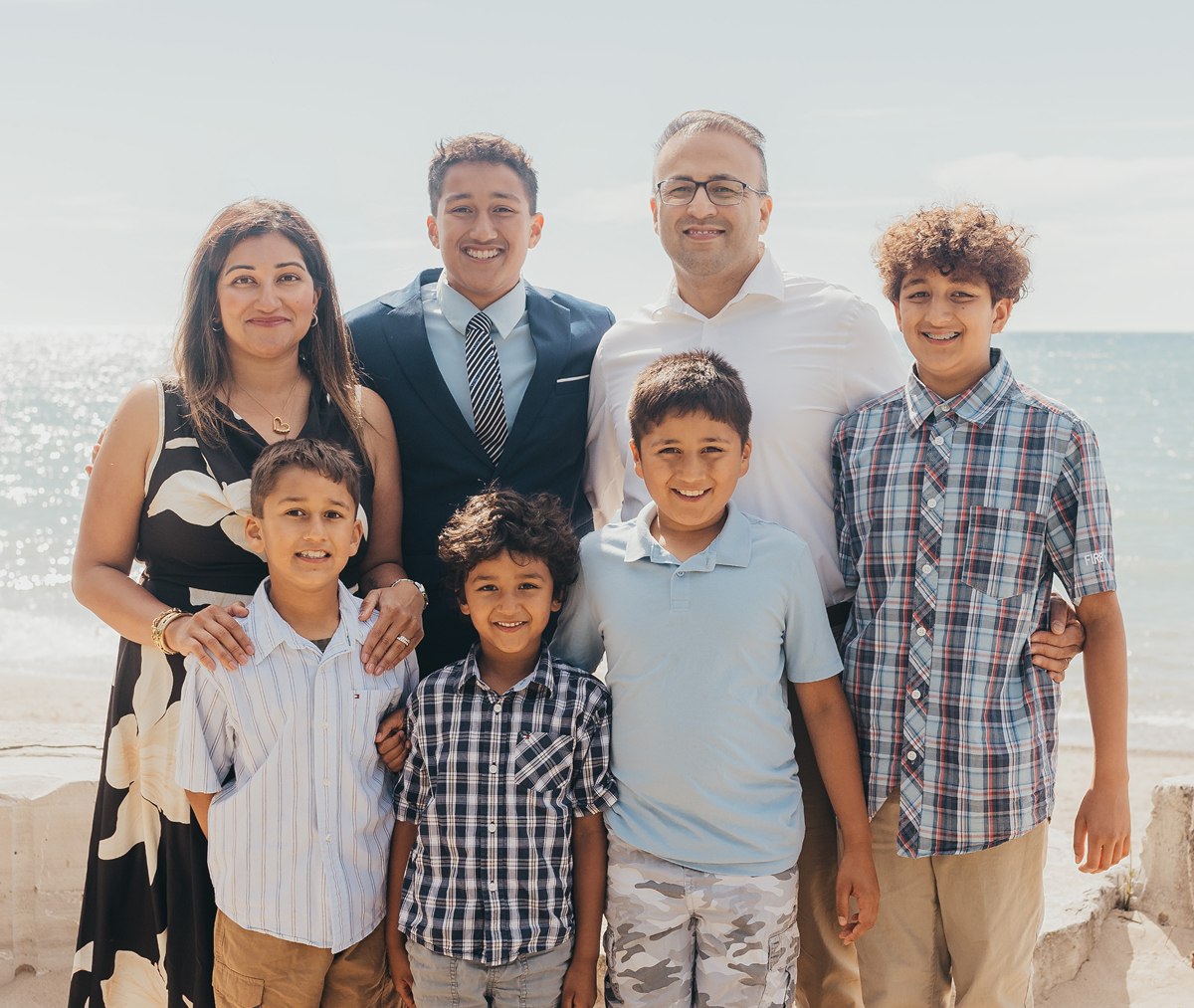 Ali Shah with his wife and their five sons in Kincardine